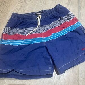Barbour Navy and Crimson Swim Trunks